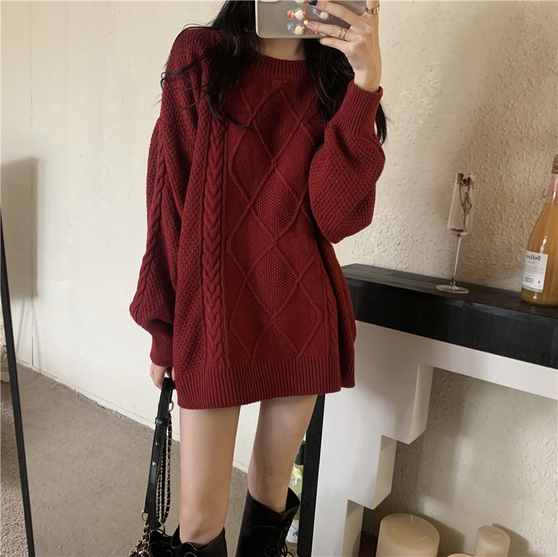 Pull mi-long ample et paresseux pour femme, style automne et hiver, P79_voghion.com