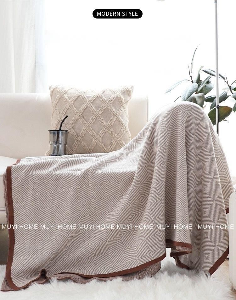 Q3Y Light Luxury Nordic Style Air Conditioning Nap Sofa Throw Bed Airplane Blanket_voghion.com