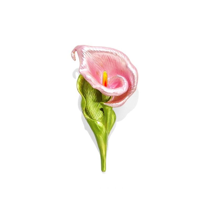 Viduslaiku rotaslietu emaljas kallas lilijas piespraude, vintage mēteļa piespraude_voghion.com