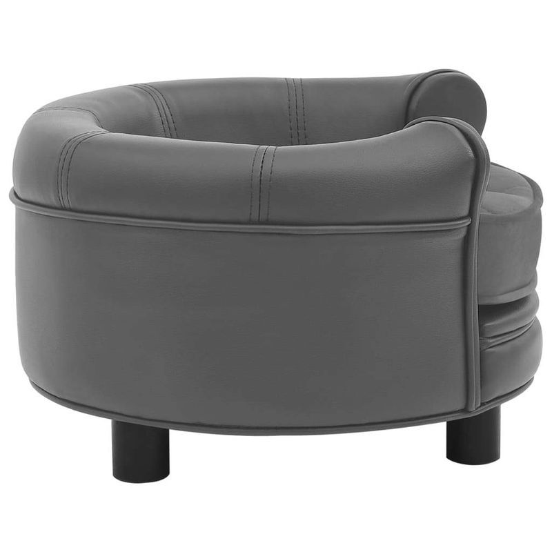 Dog Sofa Gray 18.9"x18.9"x12.6" Plush and Leather_voghion.com