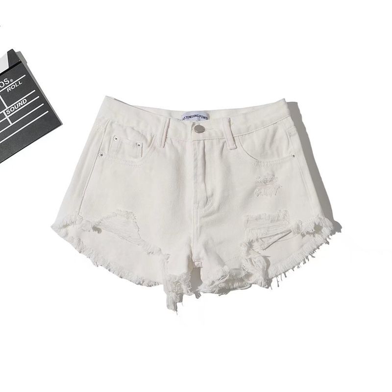 Spicy Girl Ausgefranste Denim Hot Pants Damen 2022 Sommer Neue Ins High Street Washed Ripped Slimming Shorts Trendy_voghion.com