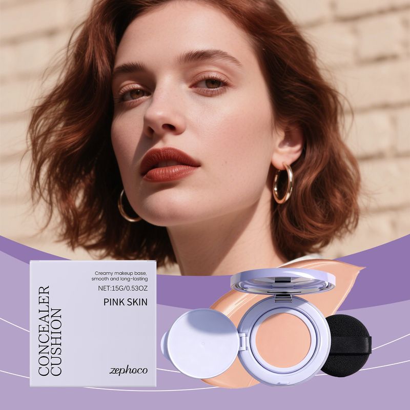 Zephoco Purple Concealer, natürliche Make-up-Grundlage, leicht und bequem, zarte Textur, nicht kuchenartig, mattes Kissen_voghion.com