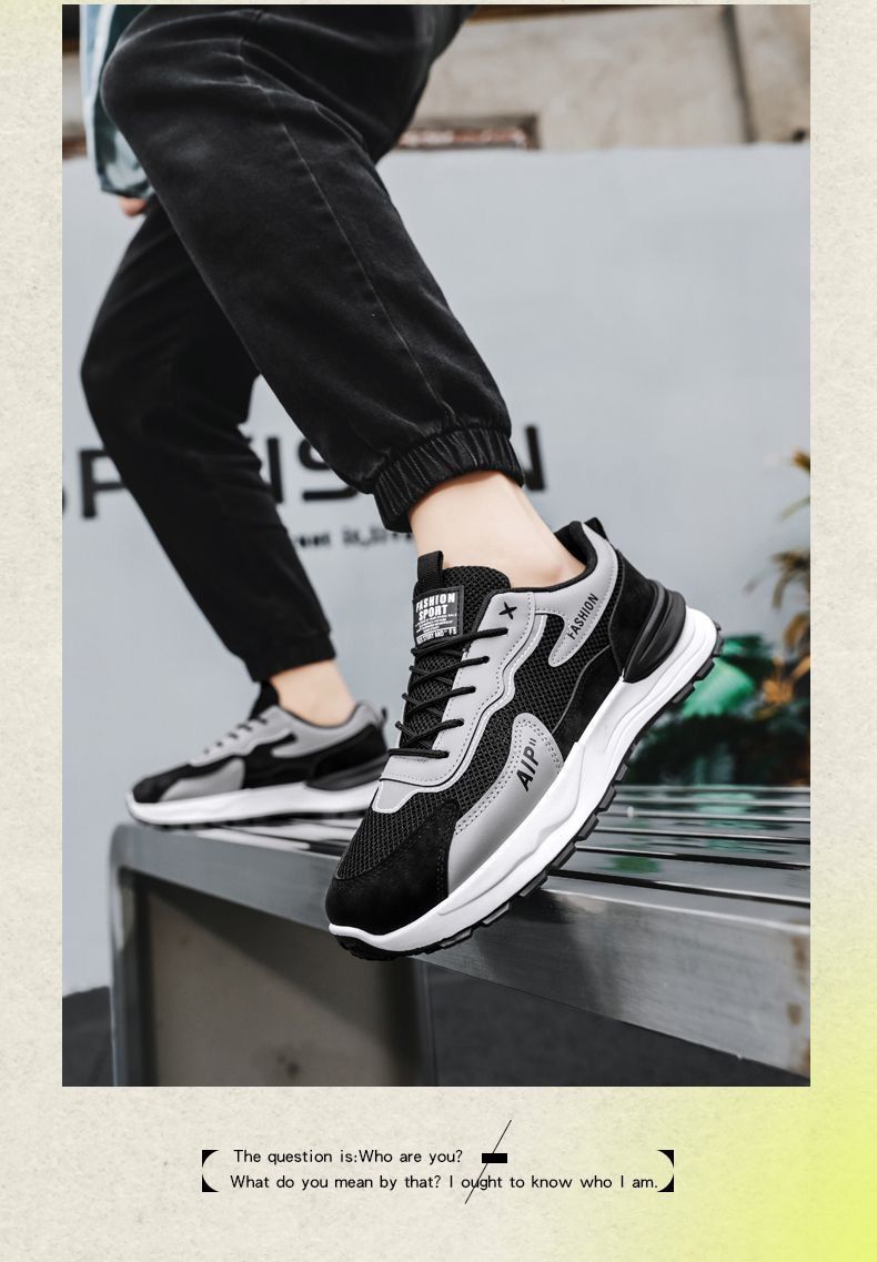 Summer New Breathable Mesh Men's Trendy Versatile Thick-Soled Sneakers Casual Running Dad Shoes_voghion.com