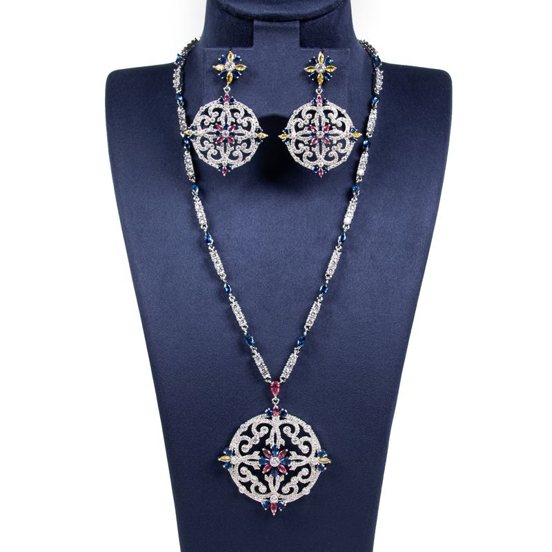 Jewelry bride earring jewelry two-piece set zircon necklace collarbone chain_voghion.com