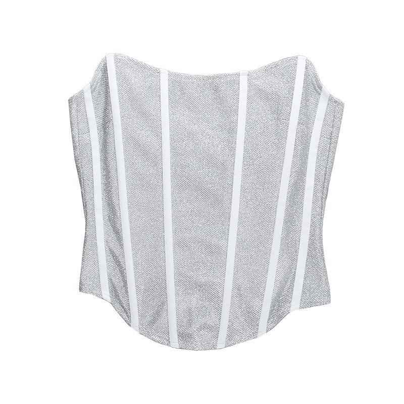 Women's fashion temperament sparkly fishbone waist vest_voghion.com