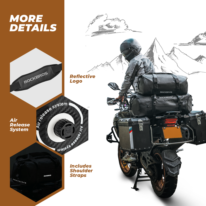 Sacoche arrière de moto ROCKBROS 30L, étanche, coffre arrière, noir_voghion.com