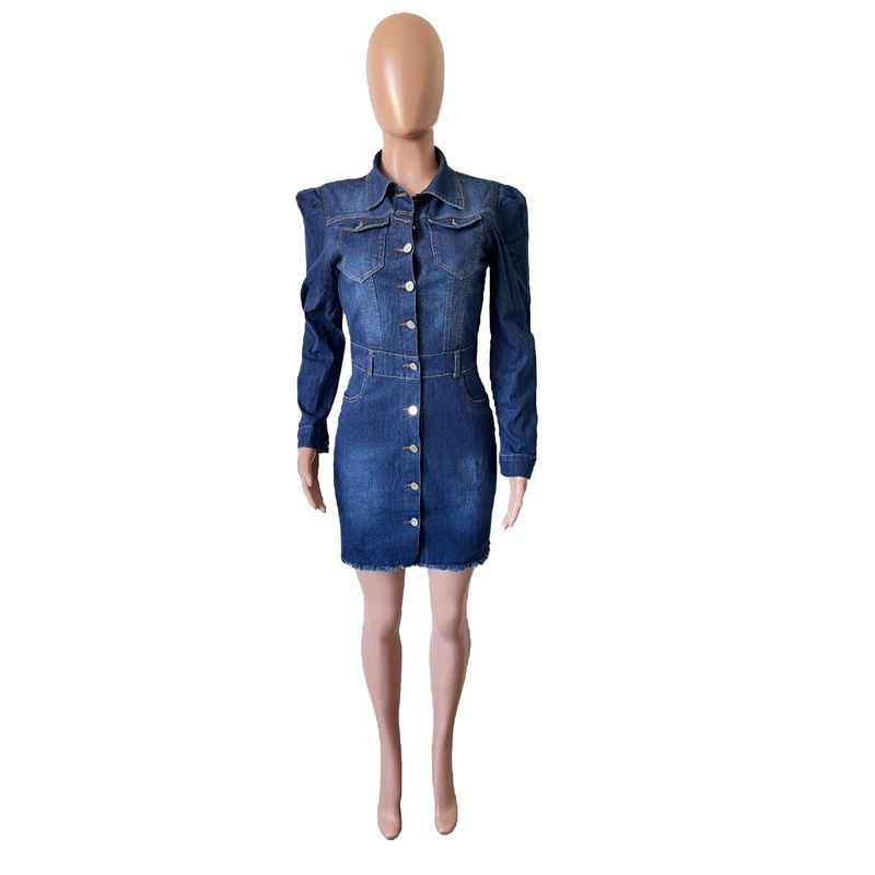 Women's Long Sleeve Denim Jacket - Slim Fit Stretch Cropped Blazer Style Coat (5 Sizes, S-2XL)_voghion.com