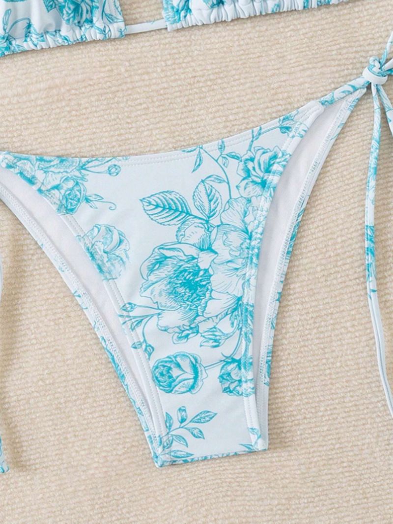 Women's Clothing Sexy Backless Swimsuit Women's Leopard Print Three Point Bikini Drawstring Swimsuit_voghion.com