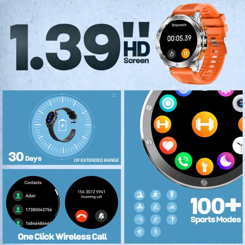 V21 Smart Outdoor Three-Proof Sports Men's Bluetooth Call Running Fitness Watch_voghion.com
