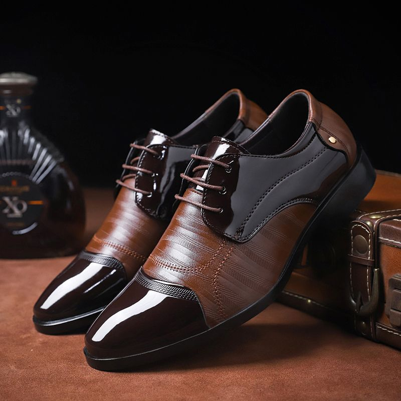 Zapatos de cuero puntiagudos de negocios para hombres de alta calidad, zapatos formales_voghion.com