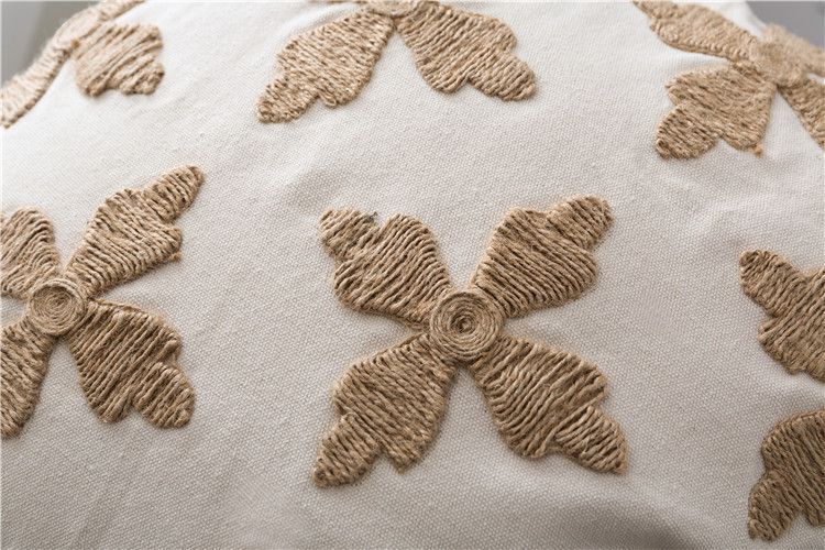 Ziemeļvalstu smagās rūpniecības kokvilnas un lina lapu austs izšūts spilvens Amerikāņu modeļa istabas villas dīvāns izšūts spilvena pārvalks_voghion.com