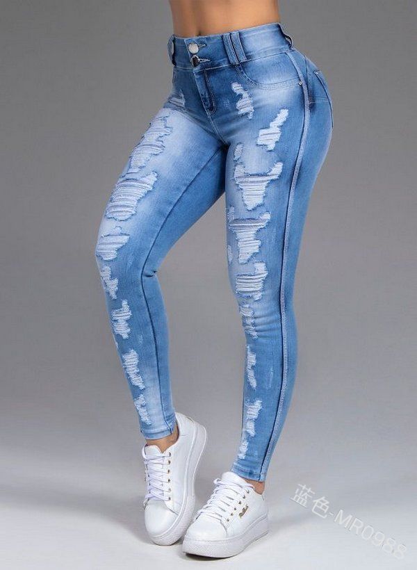 Abbigliamento da donna Nuovi jeans Jeans elasticizzati slim strappati Pantaloni lunghi_voghion.com