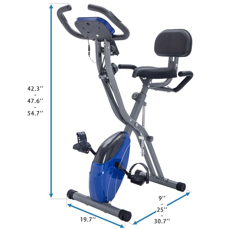 Folding Exercise Bike, Fitness Upright And Recumbent X-Bike With 16-Level Adjustable Resistance, Arm Bands And Backrest_voghion.com
