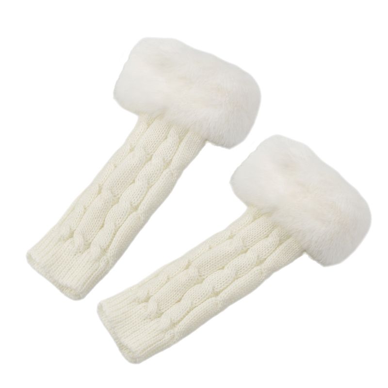 Women's Fingerless Velvet Gloves - Knitted 8-Shaped Twisted Design, Warm & Soft Wool For Autumn & Winter (Short Turn-Up Cuff, Stylish & Cozy)_voghion.com