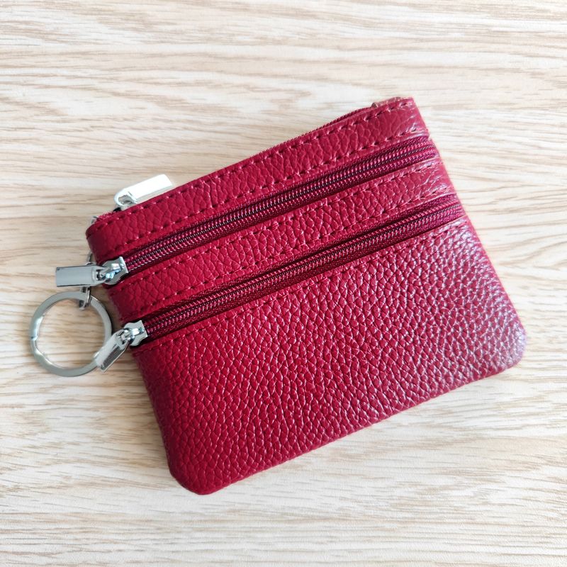 Beliebte Leder-Geldbörse für Damen, Haushalts-Reißverschluss, Schlüsseltasche, multifunktionale Kartentasche, Münzgeldbörse_voghion.com