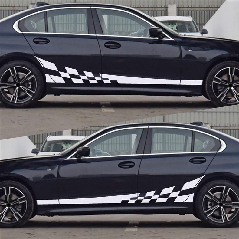 Body Waistline Side Skirt Stripes Decals Full Car Stickers_voghion.com