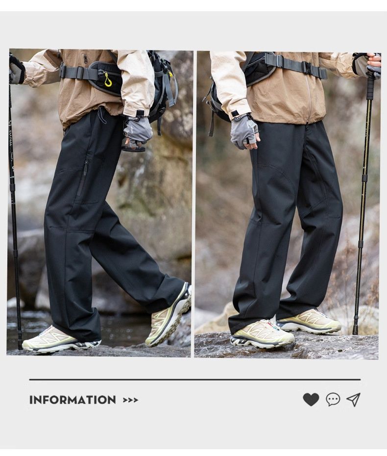 001 Outdoor Hiking Trekking Men Spring Autumn New Waterproof Cargo Elastic Waist Zipper Casual Long Pants_voghion.com