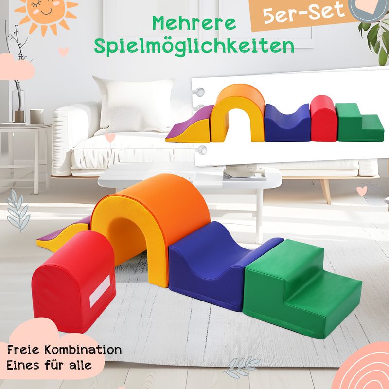 Blocs de construction géants en mousse souple et colorée 5 en 1 pour enfants – Idéal pour le jeu créatif, l'escalade, la marche à quatre pattes et le développement de la motricité_voghion.com