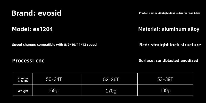 EVOSID Road Bike 11 12 Folding 24 Speed Hollow Crank Daisy Double Chainring 34/50_voghion.com