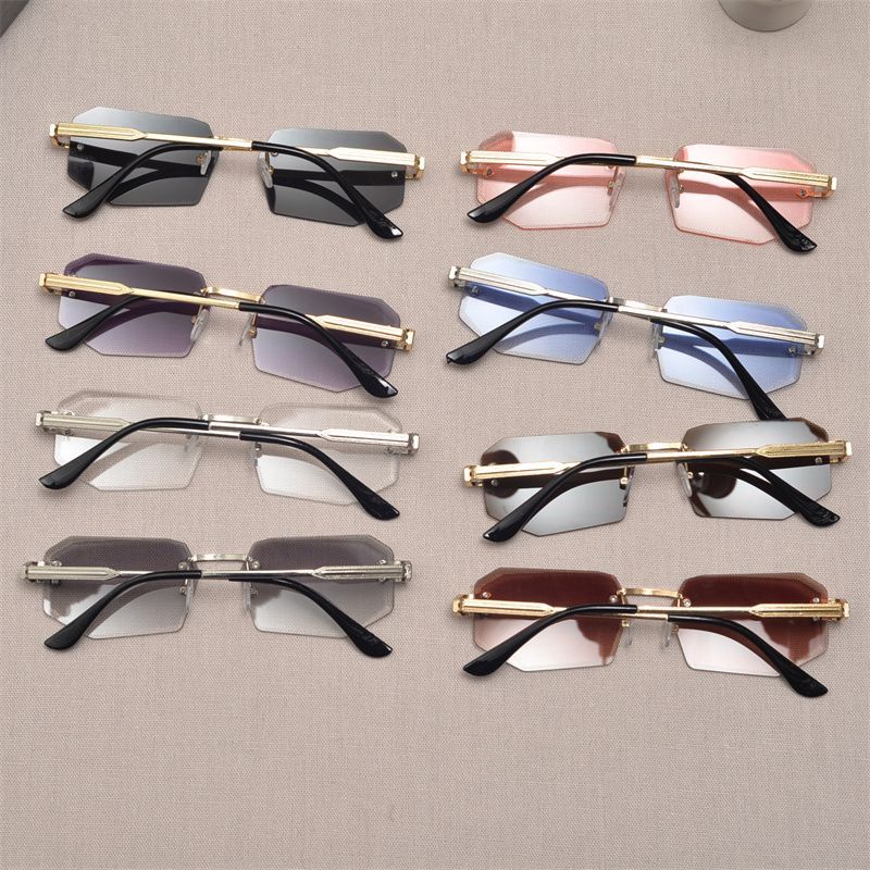 Sommer Rechteckige Randlose Sonnenbrille Modetrend Sonnenbrille_voghion.com