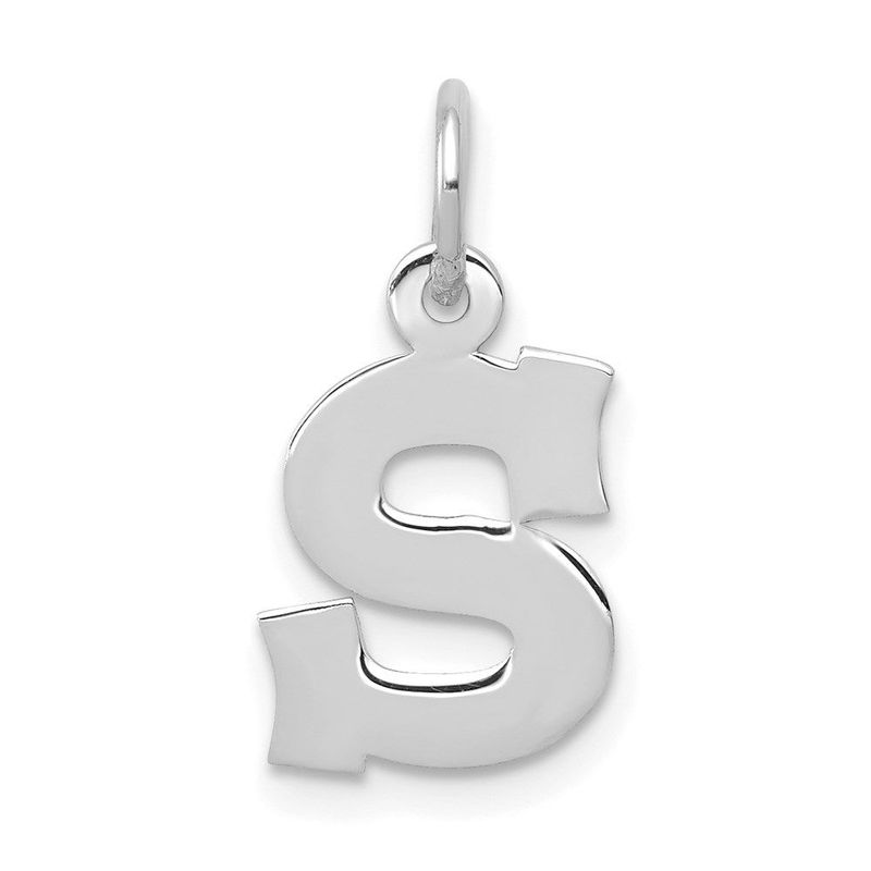 14KW Small Block Letter S Initial Charm_voghion.com