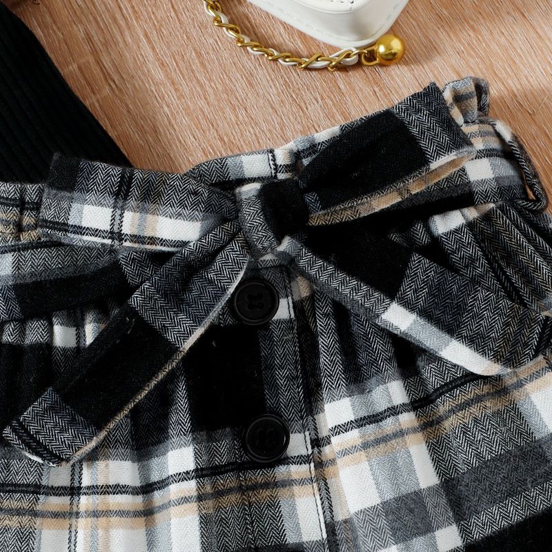 Baoshi Abbigliamento per bambini Instagram Nuovo Pit Stripe Canotta in pizzo Gonna corta a scacchi Set due pezzi_voghion.com