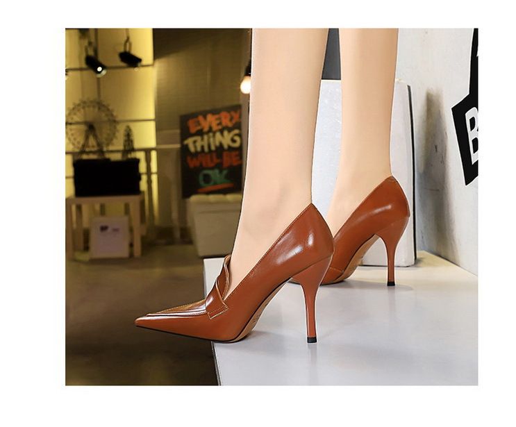 958-1 Wind Women's Pointed Toe, Shoes, High Heels, Slim Fit, Deep Mouth Single Shoes_voghion.com