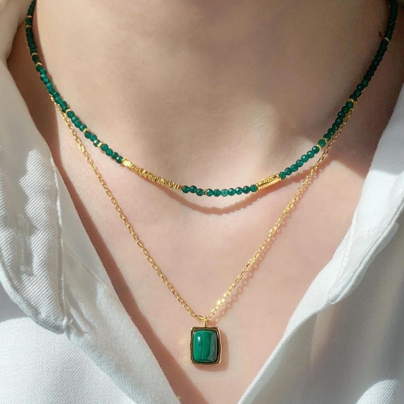 Emerald Natural Stone Millet Bead Necklace For Women All Match High End Niche Beaded Clavicle Necklace New Chinese Style Jewelry_voghion.com