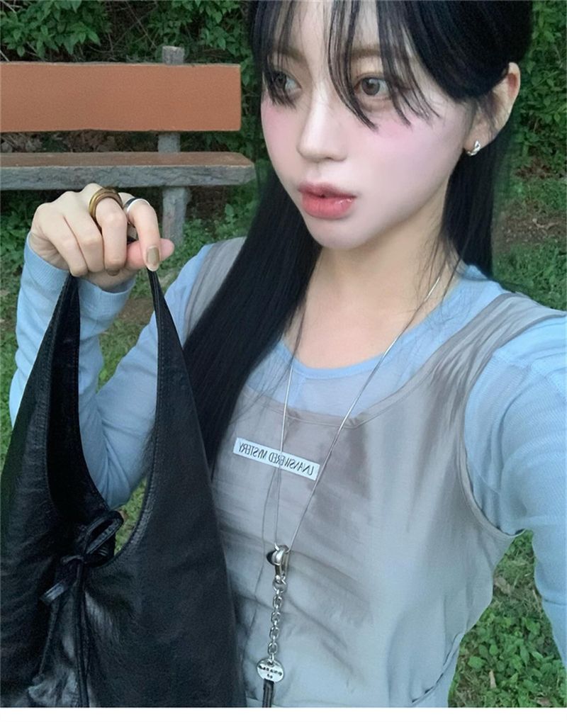 Versione coreana della borsa da donna in pelle con fiocco, stile pigro, borsa a tracolla da ascella, nuovi modelli alla moda per la primavera e l'estate 2025_voghion.com