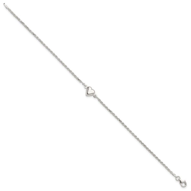 Sterling Silver Puffed Heart Anklet_voghion.com