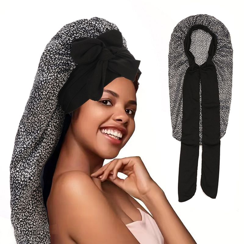 Cuffia da uomo con stampa leopardata multicolore, a righe larghe, a tesa larga, elastica, per salone di bellezza, per la cura dei capelli, con chignon elastico, berretto indiano_voghion.com