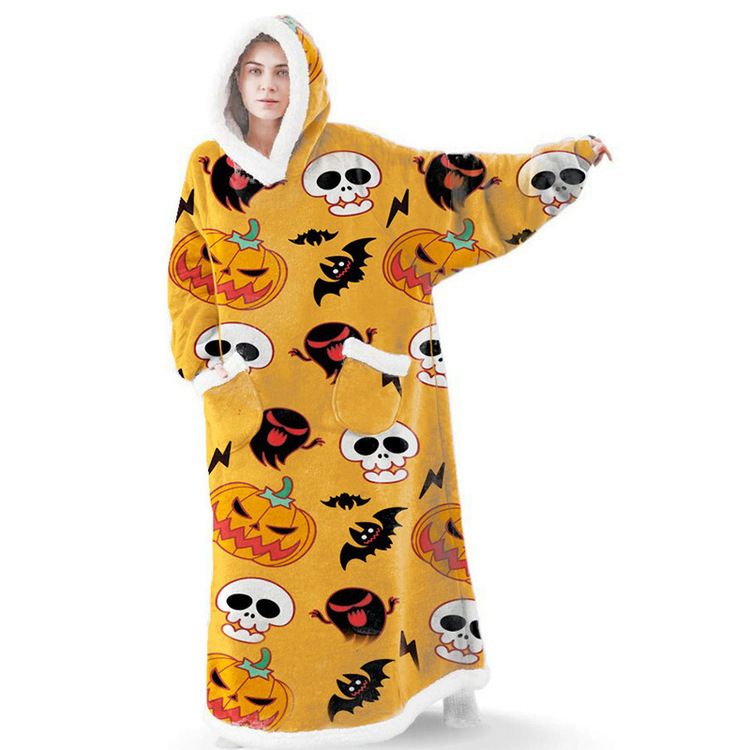 Coperta lunga con cappuccio, calda, indossabile e casual, per costume di Halloween_voghion.com