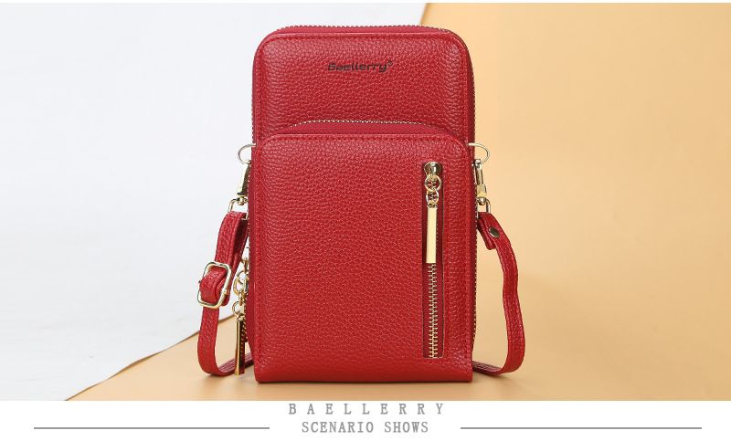 Shoulder Bag Fashionable and Versatile Zipper Vertical Double-layer Mobile Phone Bag Anti-theft Small Square Bag for Shopping and Dating Baellerry_voghion.com