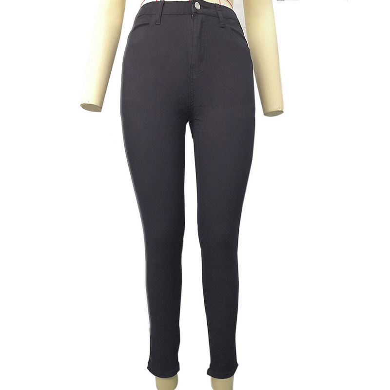 Plus Size Women's Fashion High Stretch Denim Small Leg Pants Women_voghion.com