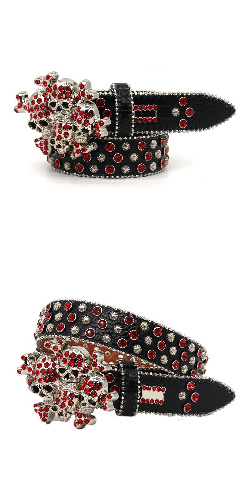 Western Luxury New Skull with Men's Inlaid Water Diamond Belt Hip Hop Punk Personalized Trendy Style_voghion.com
