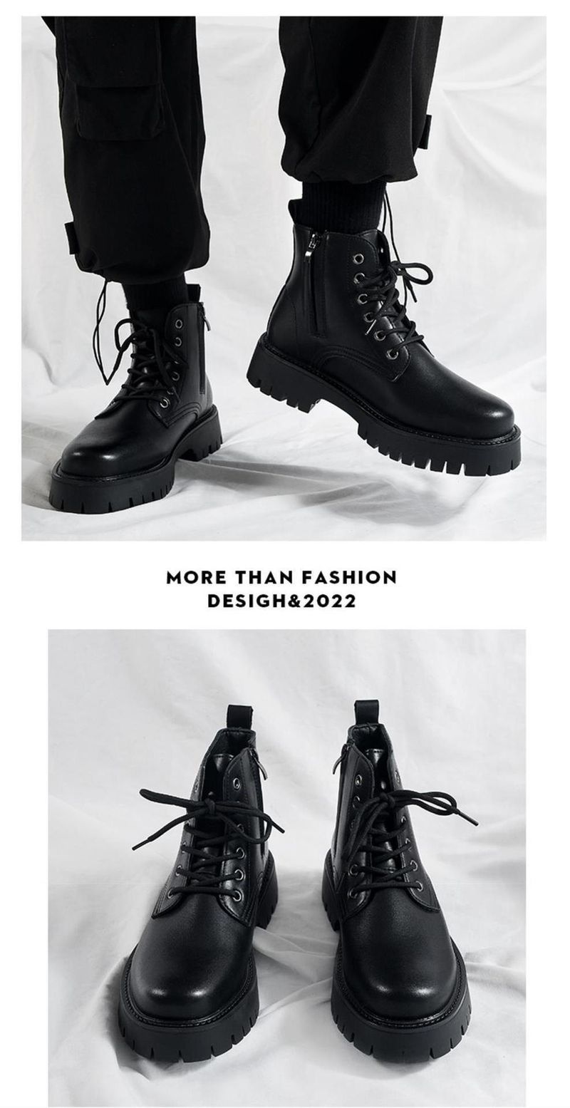 Chef Men's Shoes Spring Non-slip Waterproof Kitchen High-top Leather Boots Black Casual Leather Shoes Spring Sports Martin Trendy Shoes_voghion.com