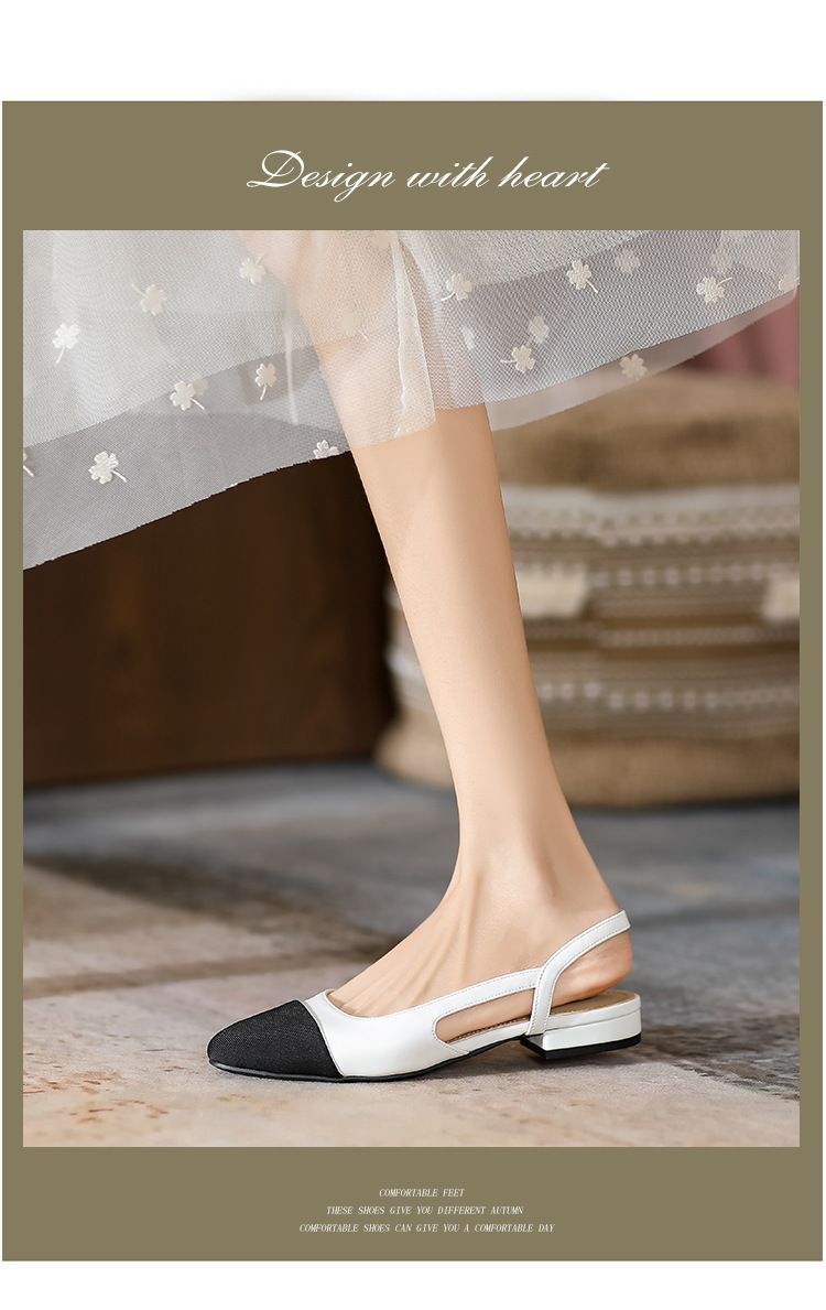 Baotou sandals women's thick heel hundred match fairy with students flat simple small fragrant high heels_voghion.com