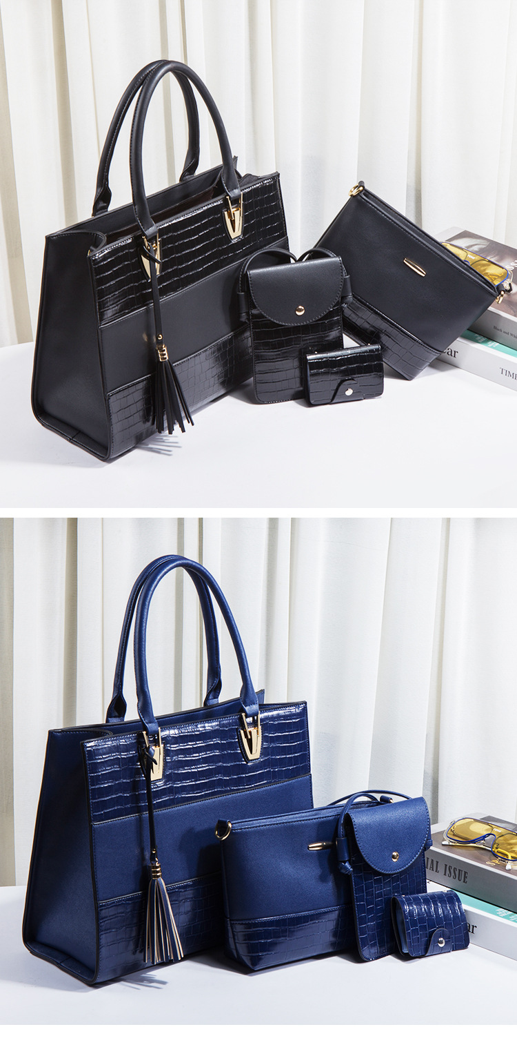 Borsa a tracolla Nuova borsa a tracolla alla moda e alla moda Borsa da donna a quattro pezzi con motivo a coccodrillo retrò_voghion.com