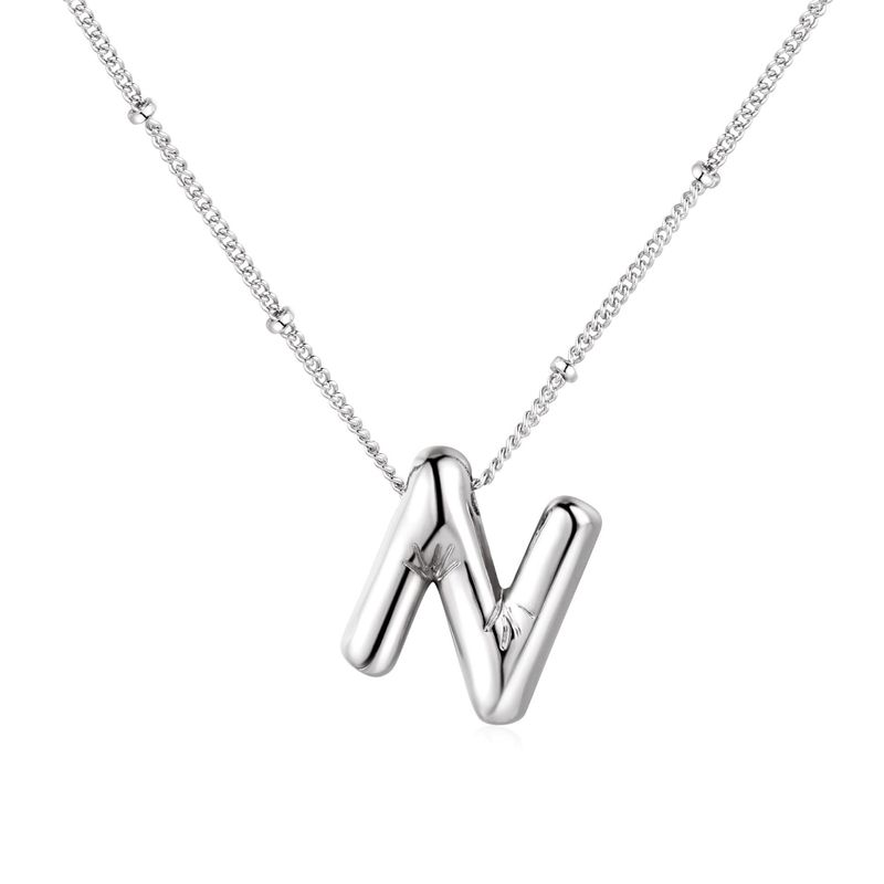 Collana con ciondolo a forma di palloncino in acciaio inossidabile K Gold da donna, con 26 ciondoli in inglese._voghion.com