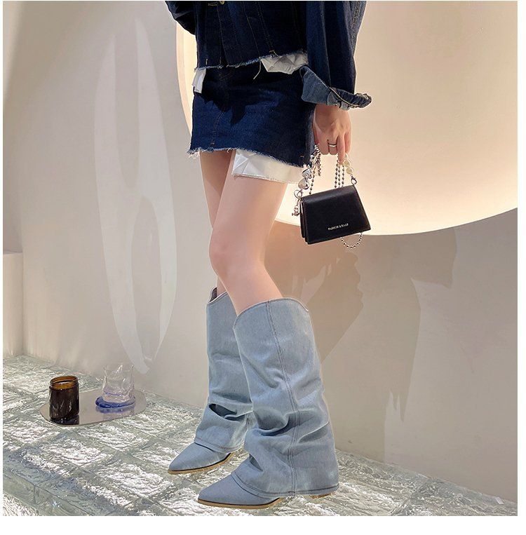 Moteriški ilgi aulinukai su smailiais kulnais, vesterno stiliaus kaubojiški aulinukai, didelių dydžių, storais kulnais, kelnių stiliaus, batai su aukštu kulnu, moterims_voghion.com