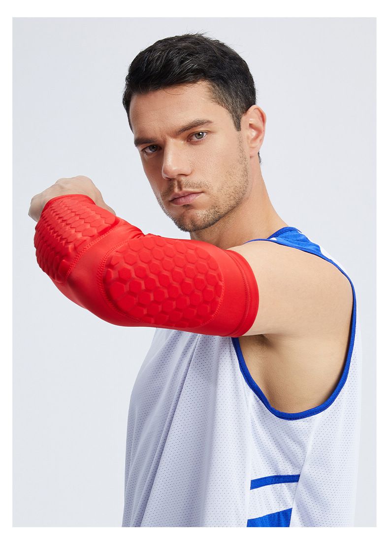 Waben-Basketball-Antikollisions-Armschutz, Lycra, verlängerter Druck-Torwart-Ellenbogenschutz, Fußball, Bergsteigen, Rugby-Ellenbogenschützer_voghion.com