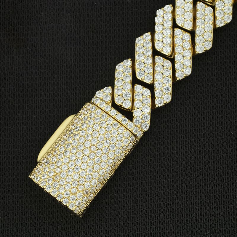 Collana con catena cubana Miami Fashion a 2 file, in rame placcato oro da 8 mm, con zirconi_voghion.com