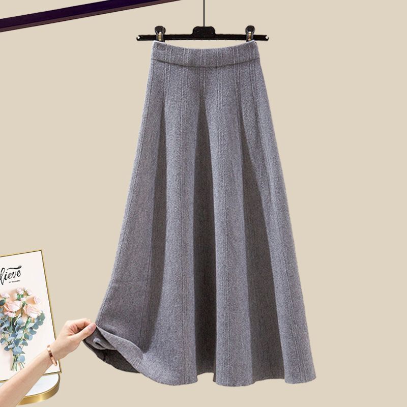 Women's Clothing Spring suits for women new large size outfits temperament knitted sweater skirt Maillard outfit a complete set_voghion.com