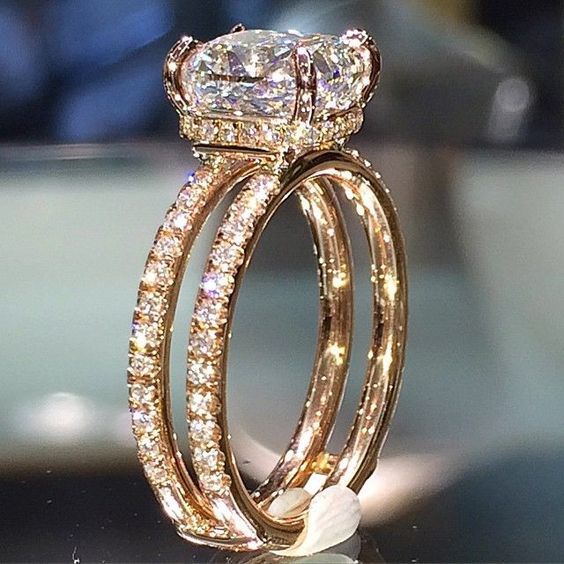 Sanjie Plated 14k Double Layer Crown with Square Diamond Princess Engagement Ring_voghion.com