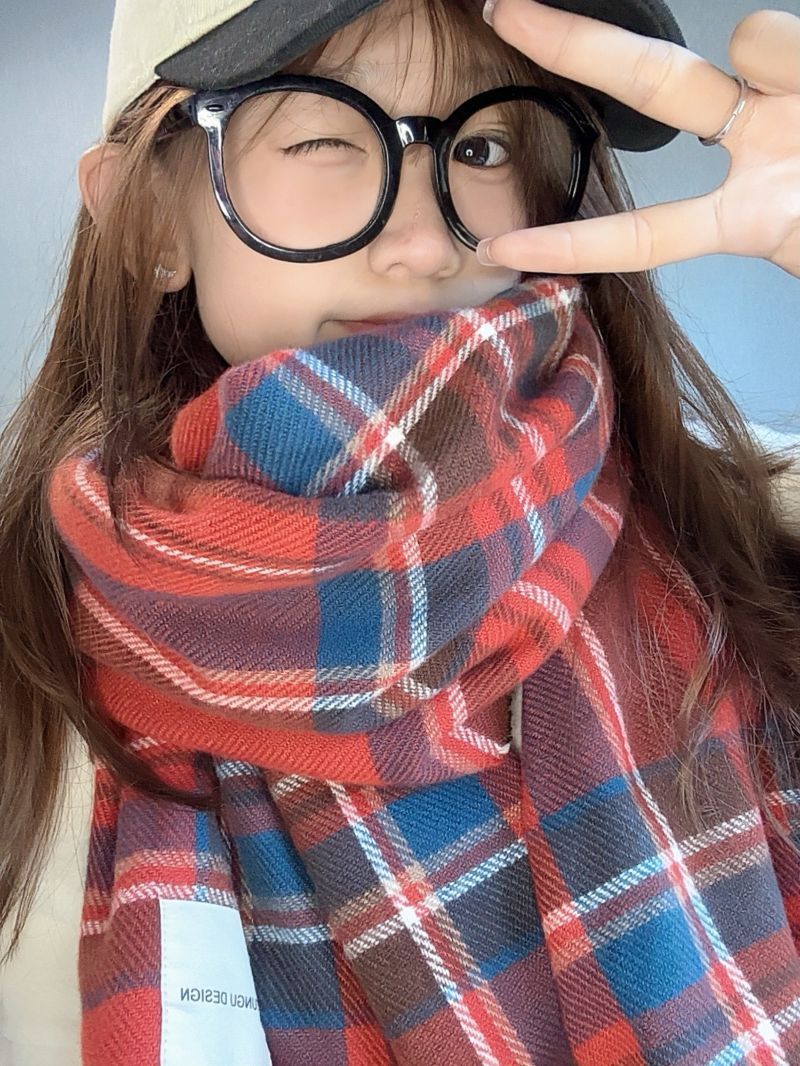 2025 New Retro Plaid Scarf Warm And Versatile Jk Korean Japanese Girl Winter Student_voghion.com