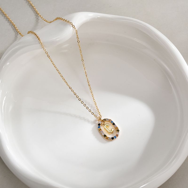 Fashion New Fashion 26 Pendant Sterg Sier Colorful Zirconia Letter Necklace Gift for Women Fine Jewelry_voghion.com