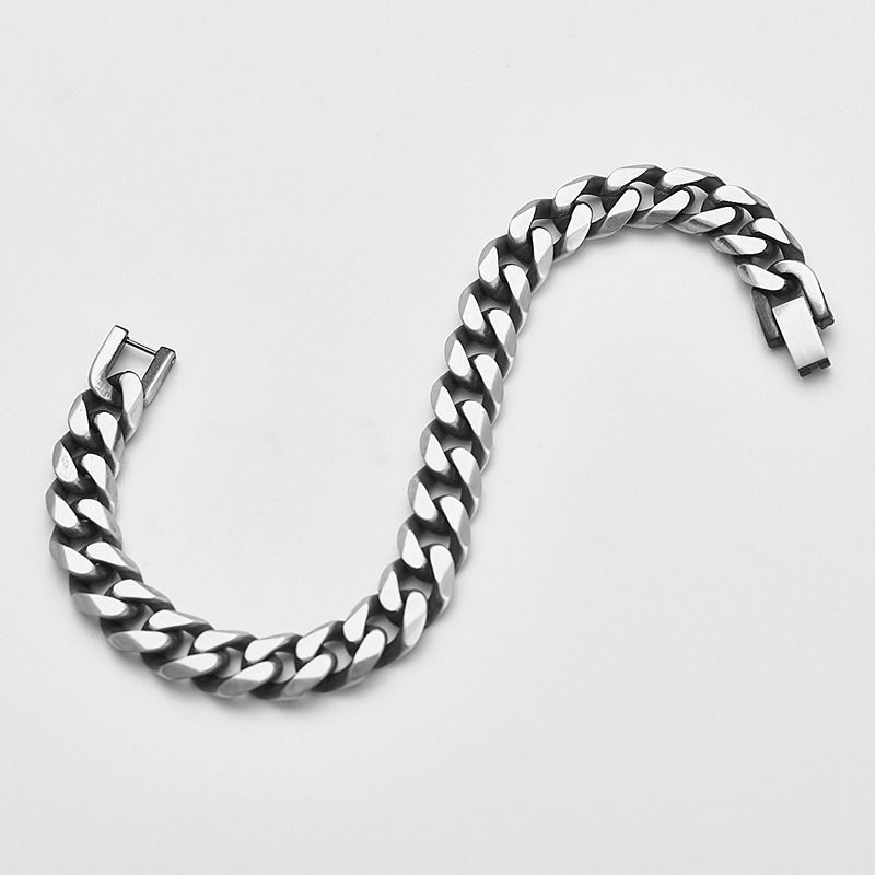 Bracciale da uomo in acciaio al titanio, gioielli alla moda, accessori alla moda, catena cubana a sei lati_voghion.com
