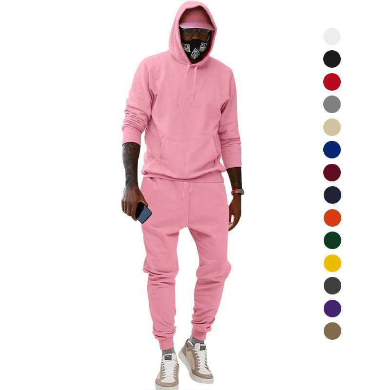 2024 Europese maat pluche trui met capuchon, sport-casual, stevige tweedelige losse sportkleding voor heren_voghion.com
