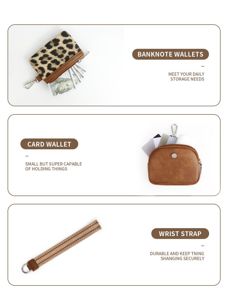 Damen Mini Zipper Wristlet Keychain Portemonnaie Duebel Pocket Wristlet Portable Portemonnaie Coin Portemonnaie Mini Women Coin Bag_voghion.com