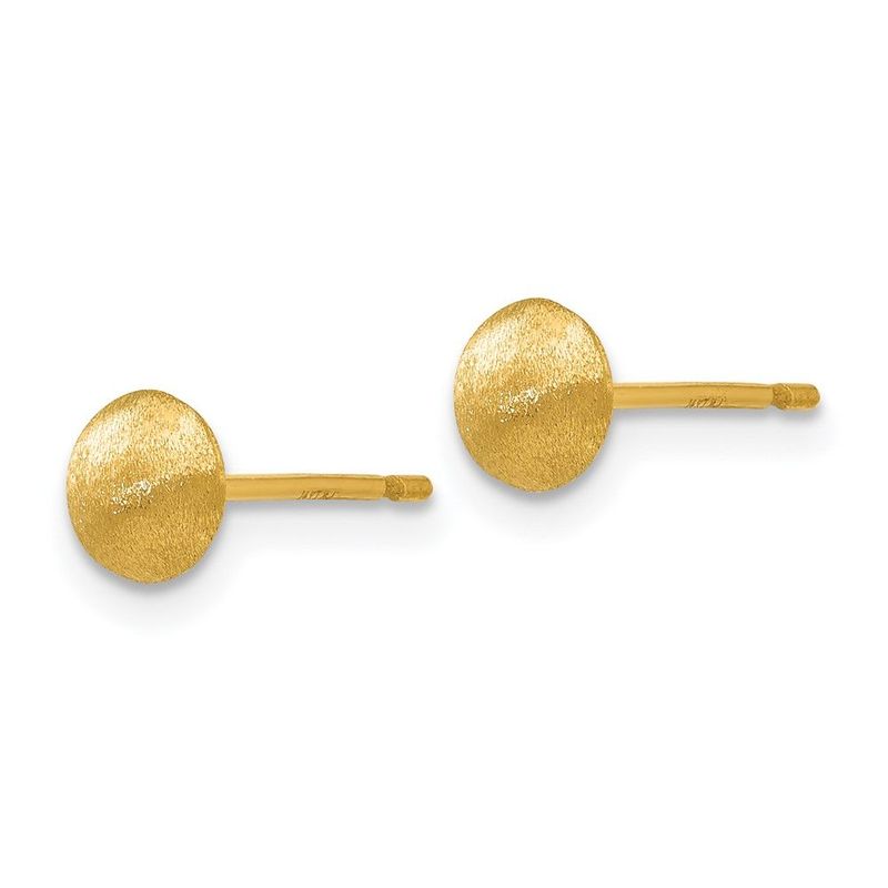 14K 5mm Satin Puffed Button Post Earrings_voghion.com